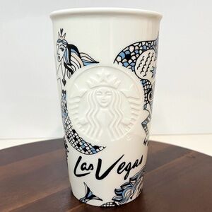 ⭐ Starbucks Las Vegas 12 oz Siren Mermaid Ceramic Travel Tumbler – 2015